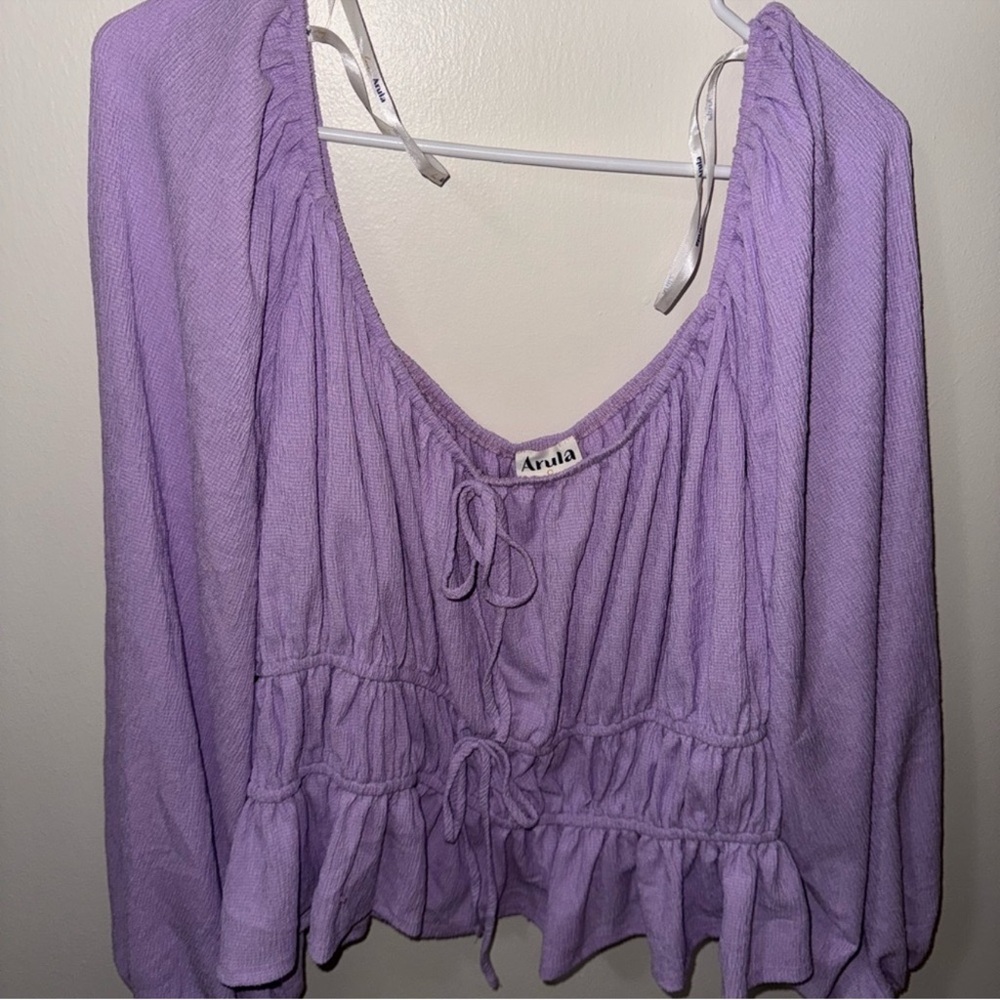 ARULA Lilac Blouse with Tie Details